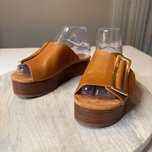 Kelsi Dagger Brooklyn Dover Leather Platform Sandals Buckle Anthropologie Size 7